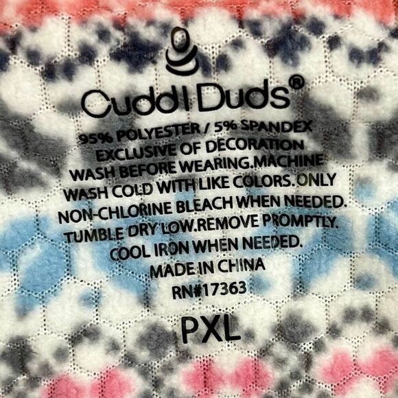 Cuddl Duds Honeycomb Fleece Pajama Top & Pajama Joggers Set Cream Fairisle PXL - Picture 5 of 12